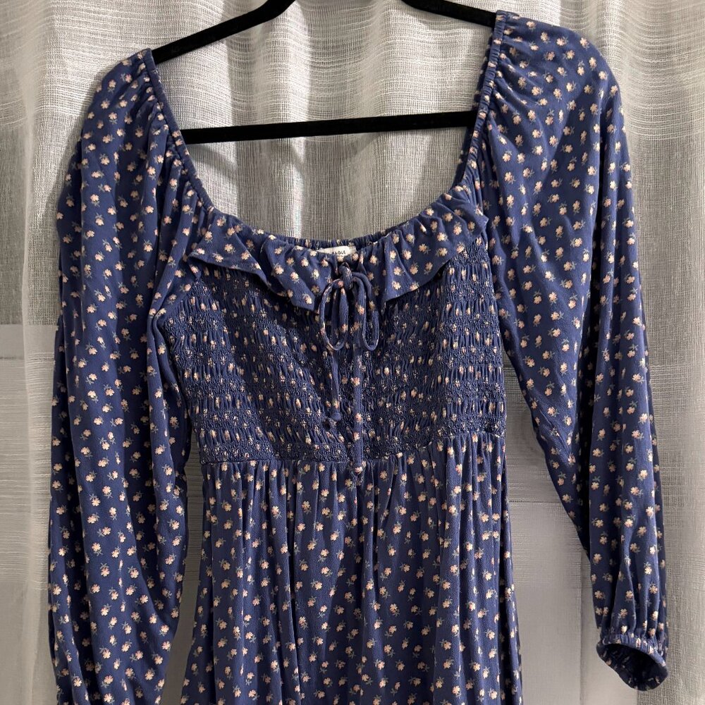 AE Floral Long-Sleeve Ruffle Mini Dress - fit & flare for fall